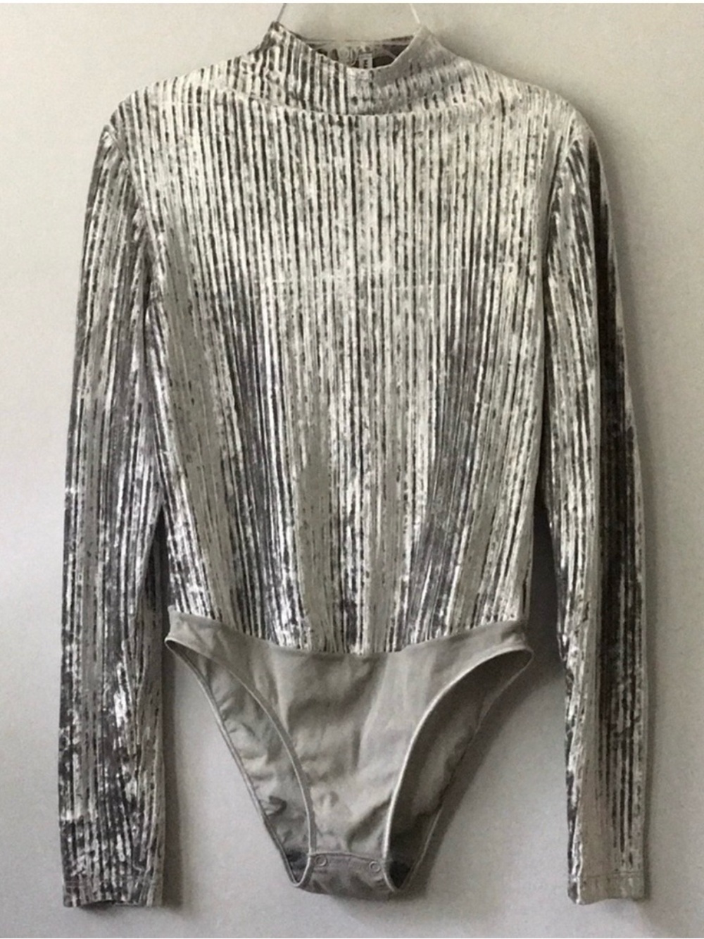 Cosabella Italy Vintage grey/silver Ribbed Crushed Velvet Bodysuit SIZE:XL